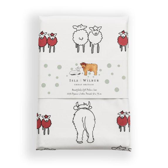 Children's Organic Single Bed Pillowcase Twin Lambs - Isla & Wilbur
