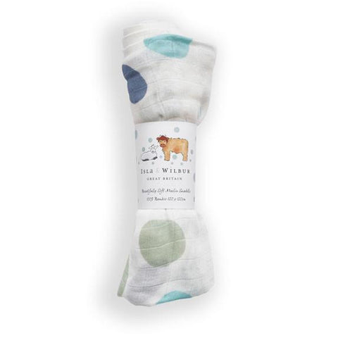 Green Twin Lambs Bamboo Swaddle