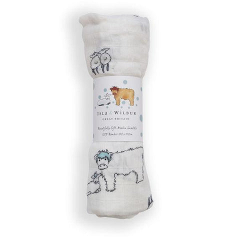 Raspberry Twin Lambs Bamboo Swaddle