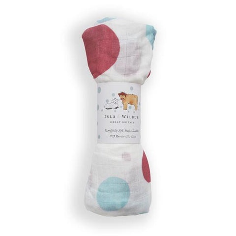 Raspberry Isla & Wilbur Bamboo Swaddle