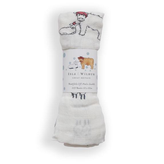 Raspberry Isla & Wilbur Bamboo Swaddle - Isla & Wilbur