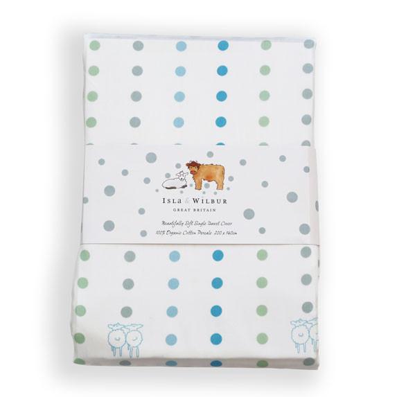 Children's Organic Single Bed Duvet Cover Spots - Isla & Wilbur