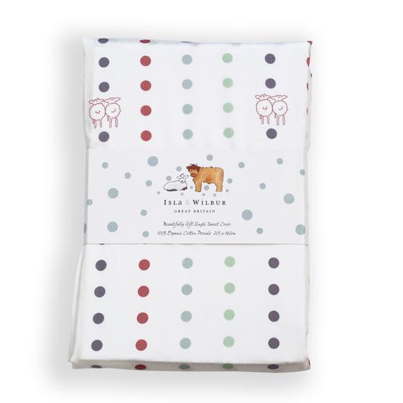 Children's Organic Single Bed Fitted Sheet Spots - Isla & Wilbur