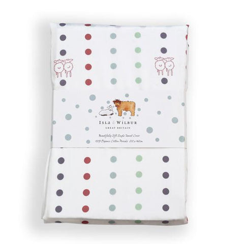 Children's Organic Single Bed Fitted Sheet Spots