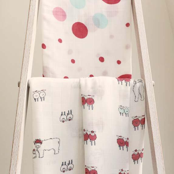 Raspberry Spots Bamboo Swaddle - Isla & Wilbur