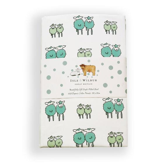 Children's Organic Single Fitted Sheet Twin Lambs - Isla & Wilbur