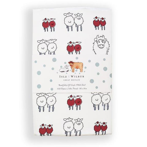 Children's Organic Single Fitted Sheet Twin Lambs