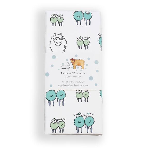 Twin Lambs Cot Bed Fitted Sheet - Isla & Wilbur