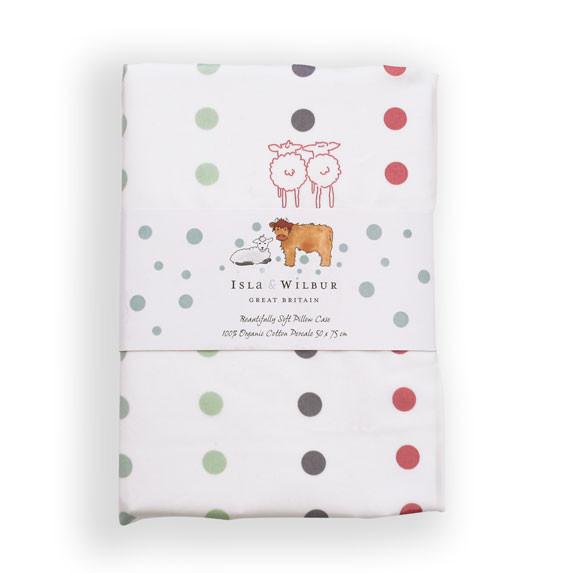 Children's Organic Single Bed Pillowcase Spots - Isla & Wilbur